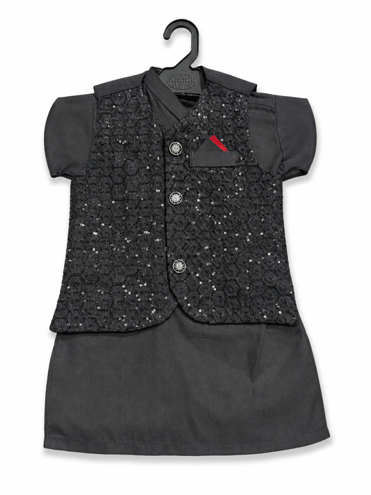 Waistcoat Suit Black Kids 01