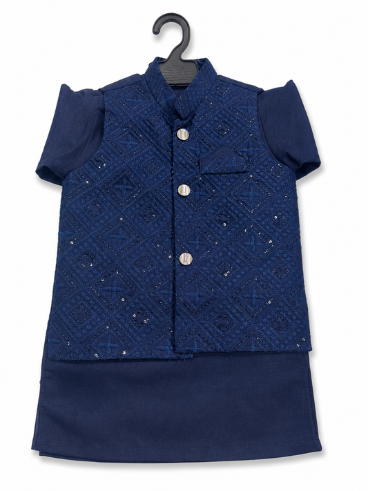 Waistcoat Suits Kids Blue 01