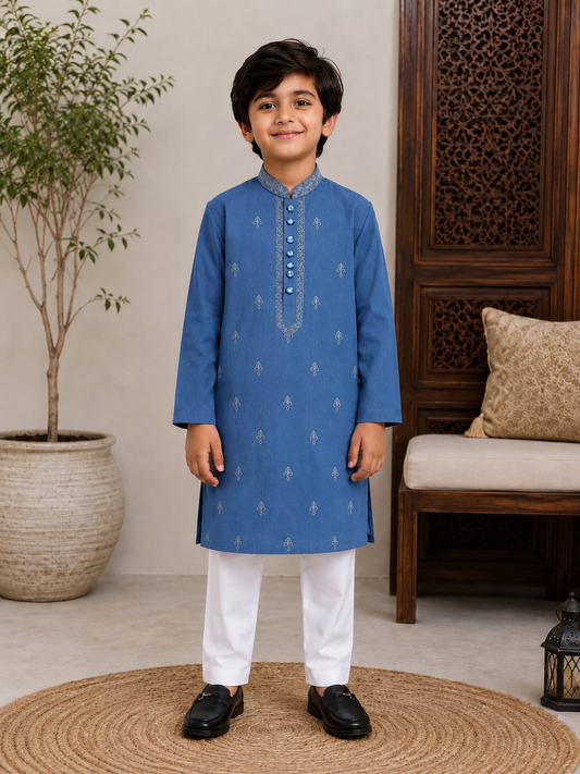 Kurta Trouser Kids Blue 02