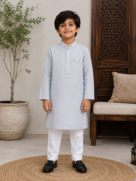 Kurta Trouser Kids Grey 14