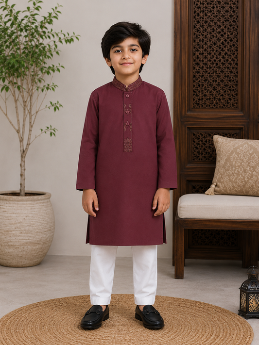 Kurta Trouser Maroon Kids 10