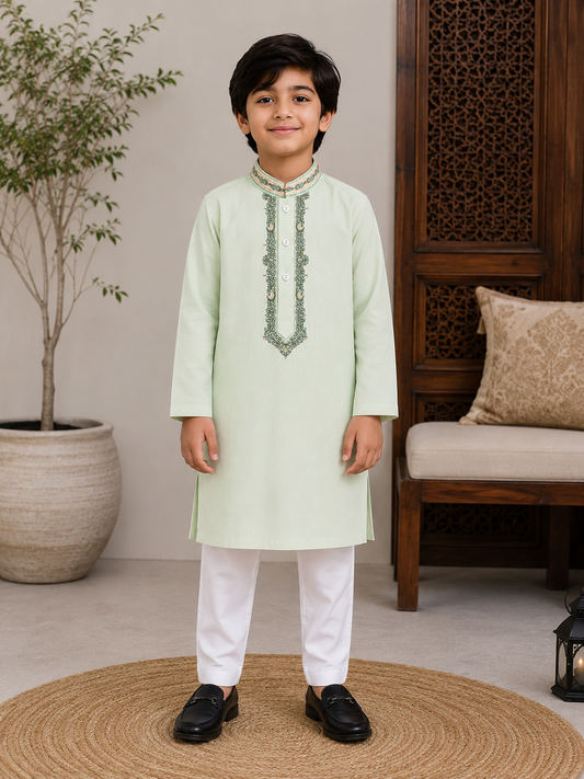 Kurta Trouser Green Kids 11