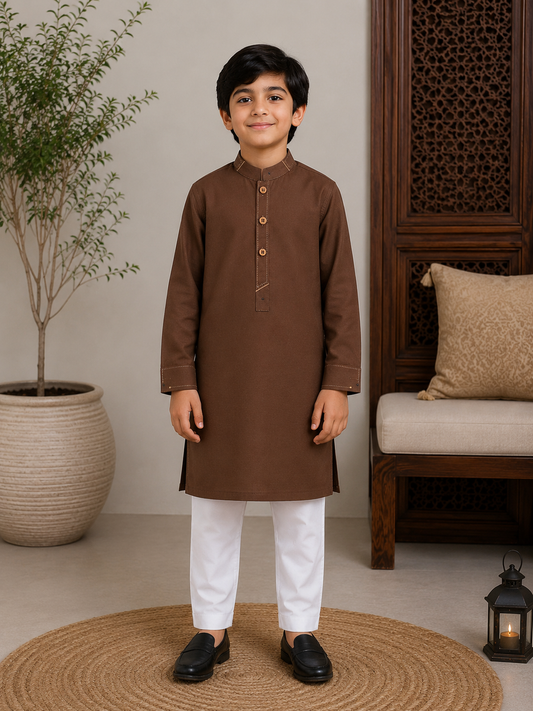Kurta Trouser Brown Kids 10
