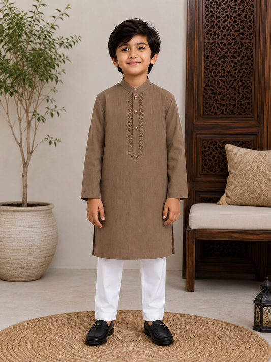 Kurta Trouser Brown Kids 12