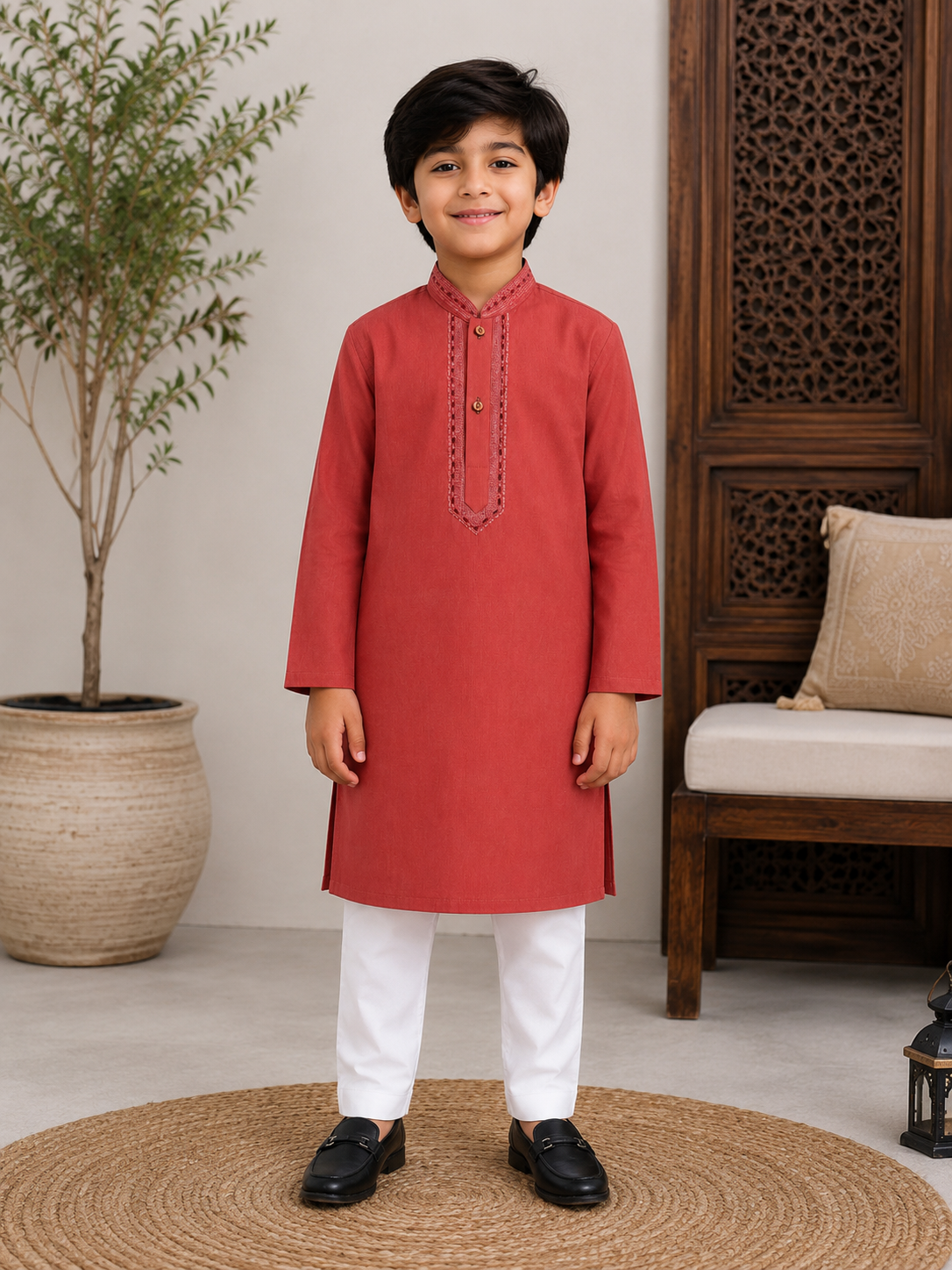 Kurta Trouser Carrot Red Kids 010