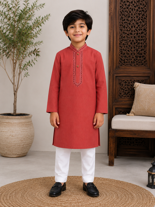 Kurta Trouser Carrot Red Kids 010