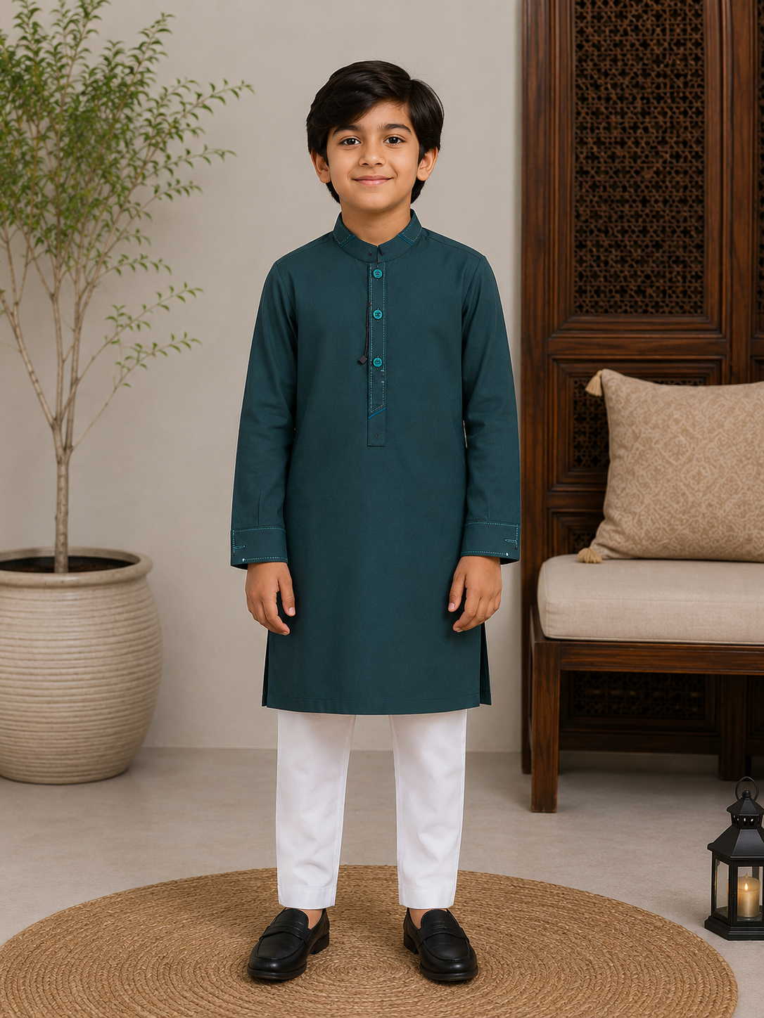 Kurta Trouser Kids Green 10
